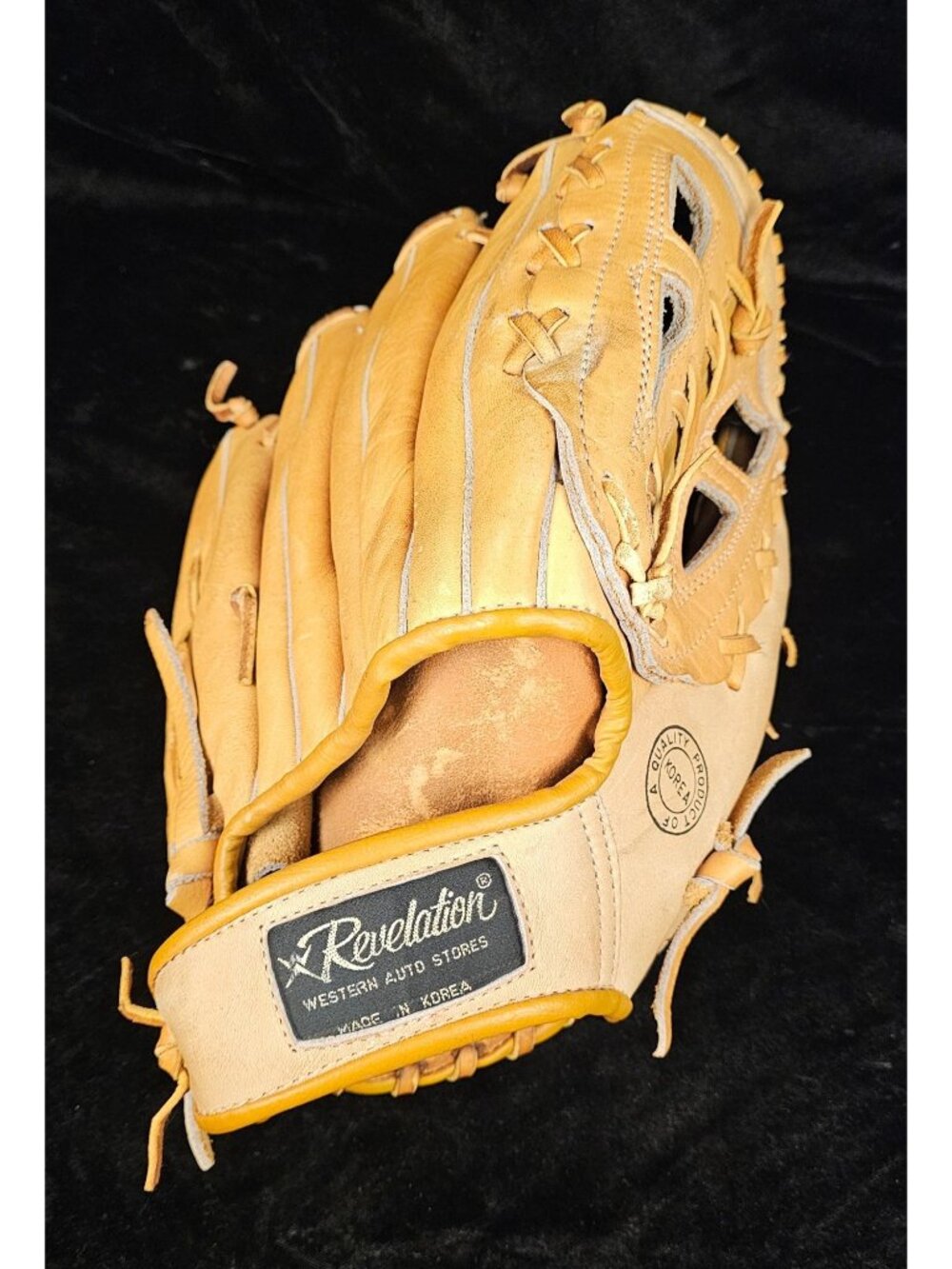 Vintage Revelation Baseball Glove 36-1276-9 Top Grain Steerhide Rawhide Lacing K